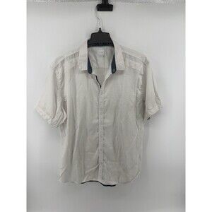 JB Holt Shirt Men 2XL Ivory Button Down Short Flip Sleeve Button Up Athletic Fit